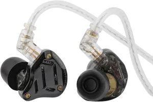 Linsoul KZ ZS10 PRO 2 In Ear Monitor IEM, 1DD 4BA Hybrid Wired Earbuds, with 4-Level Tuning Switch, 3-Way Crossover Gaming Earbuds, Silver-plated IEM Cable for Musician Audiophile (Black, Without Mic)