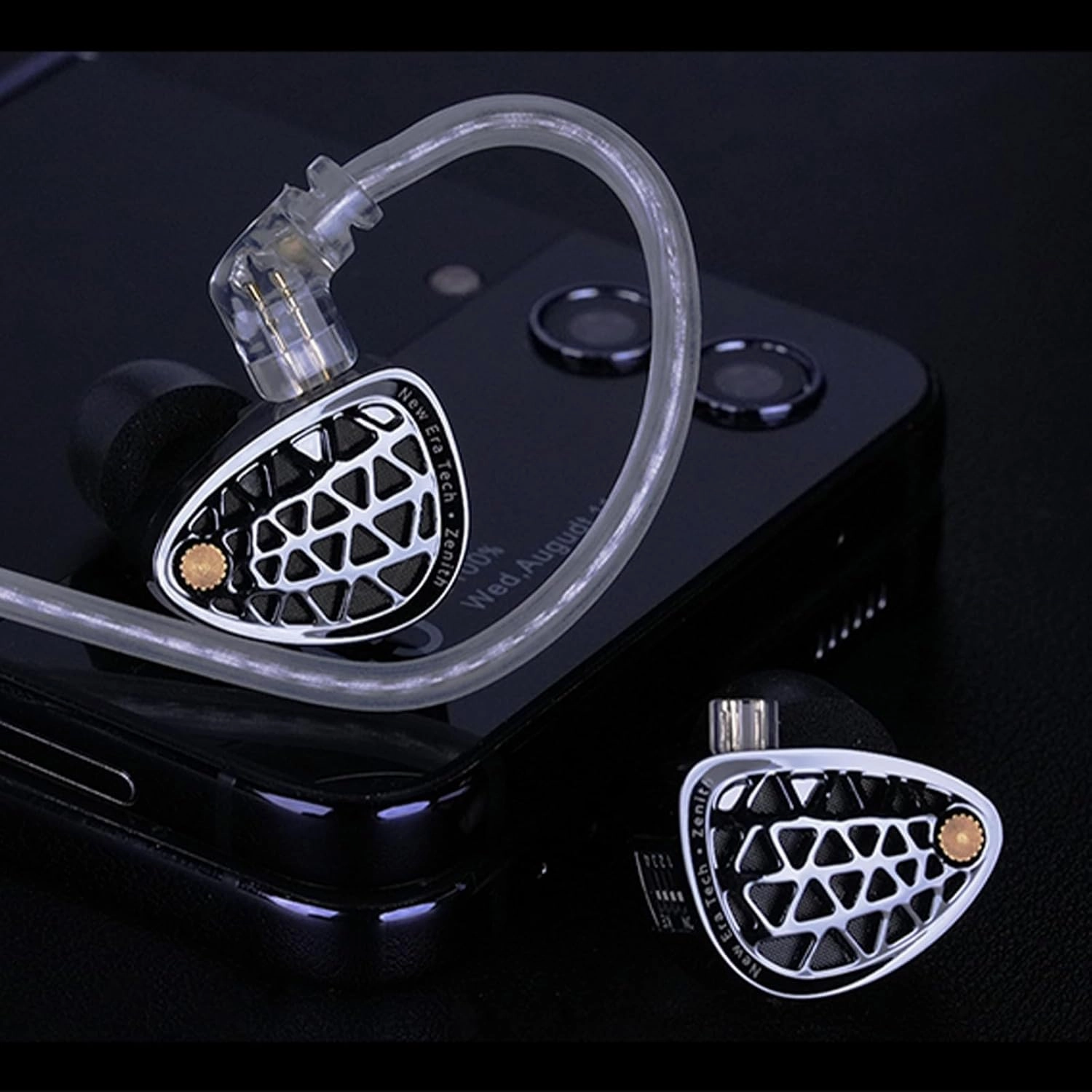 Linsoul KZ Zenith in Ear Monitor,Flagship New Generation Dynamic Driver IEM Earphones,HiFi Wired Earbuds with Metal Faceplate,Detachable Recessed 2Pin Cable for Musician Audiophile (with Mic)