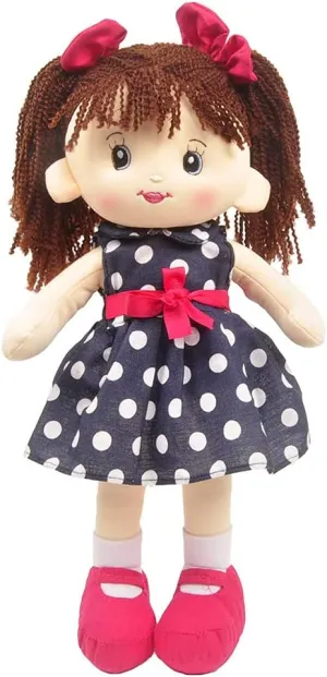 Linzy Toys, 16'' Betty Soft Plush Rag Doll with Polka Dots Dress, Rag Doll for Girls, Sleeping Cuddle Buddy for Toddlers, Muñecas de trapo para niña, First Doll for Kids (92640AZUL)