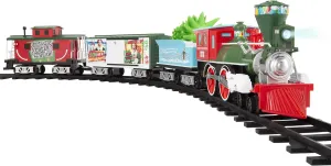 Lionel Battery-Operated Elf Toy Train Set with Locomotive, Train Cars, Track & Remote with Authentic Train Sounds, & Lights for Kids 4 