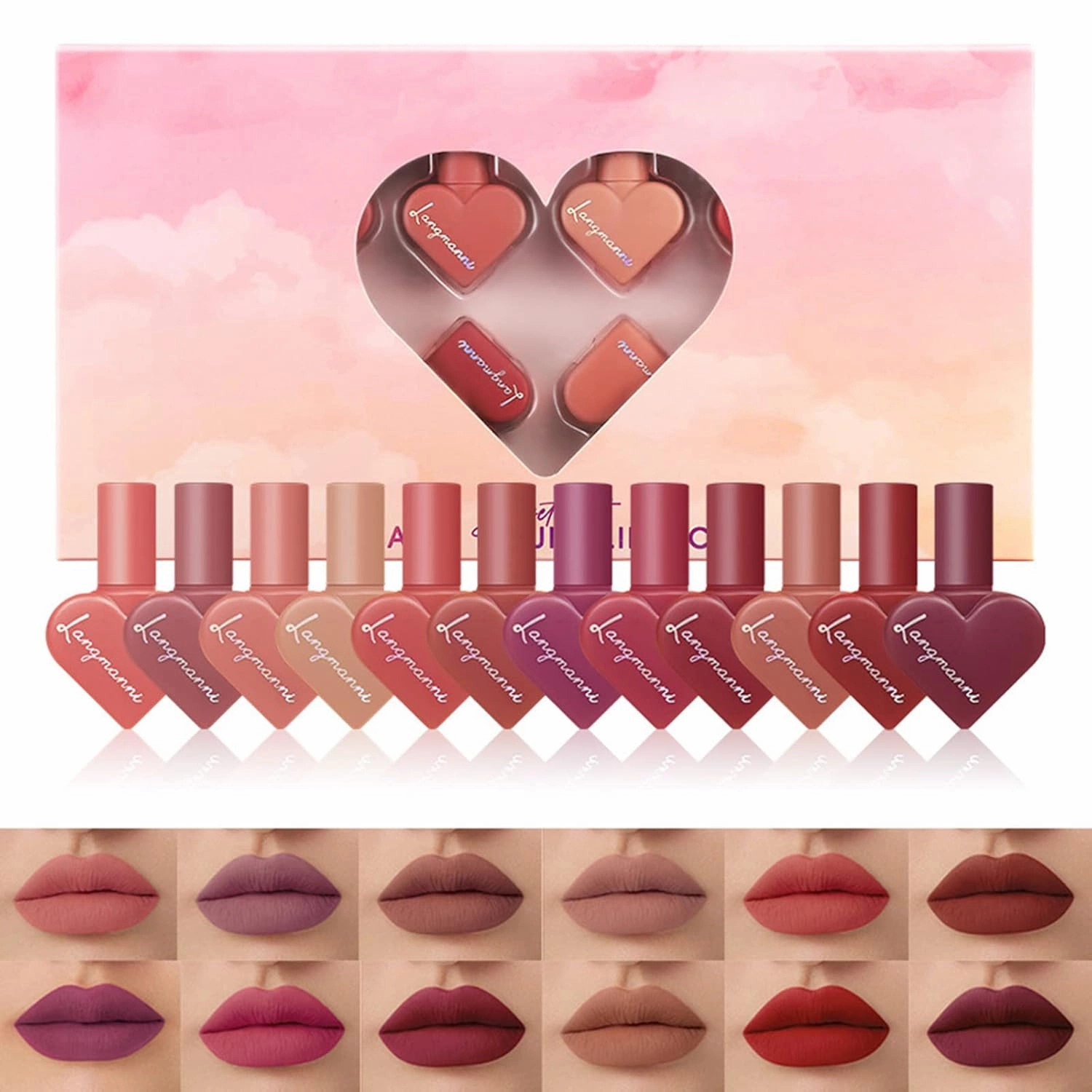 Lip Gloss Set, 12 Piece Matte liquid Lipstick Makeup Set, Non-sticky, High Shine, Long Lasting Matte liquid Lip Gloss Set, Rich Varied Colors - 073
