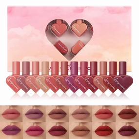 Lip Gloss Set, 12 Piece Matte liquid Lipstick Makeup Set, Non-sticky, High Shine, Long Lasting Matte liquid Lip Gloss Set, Rich Varied Colors - 073