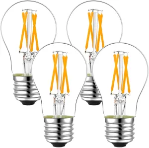 LiteHistory dimmable A15 led Bulb 4W equal 40 Watt e26 led bulb AC120V Vintage led edison bulb for Ceiling fan light bulbs,Appliance Bulb and Refrigerator Light Bulb Warm white 2700K 400lm clear 4Pack