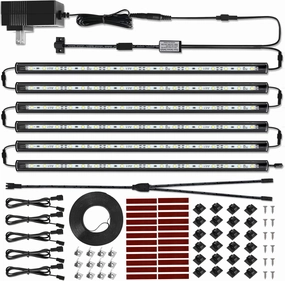 Litever LED Safe Lighting Kit. Door Control Activated. 6 pcs Slim 12 inch Light Bars. Linkable Extendable Plug-in for Gun Safe, Closet, Showcase, in-Cabinet Under Counter Pantry. Daylight 5000K