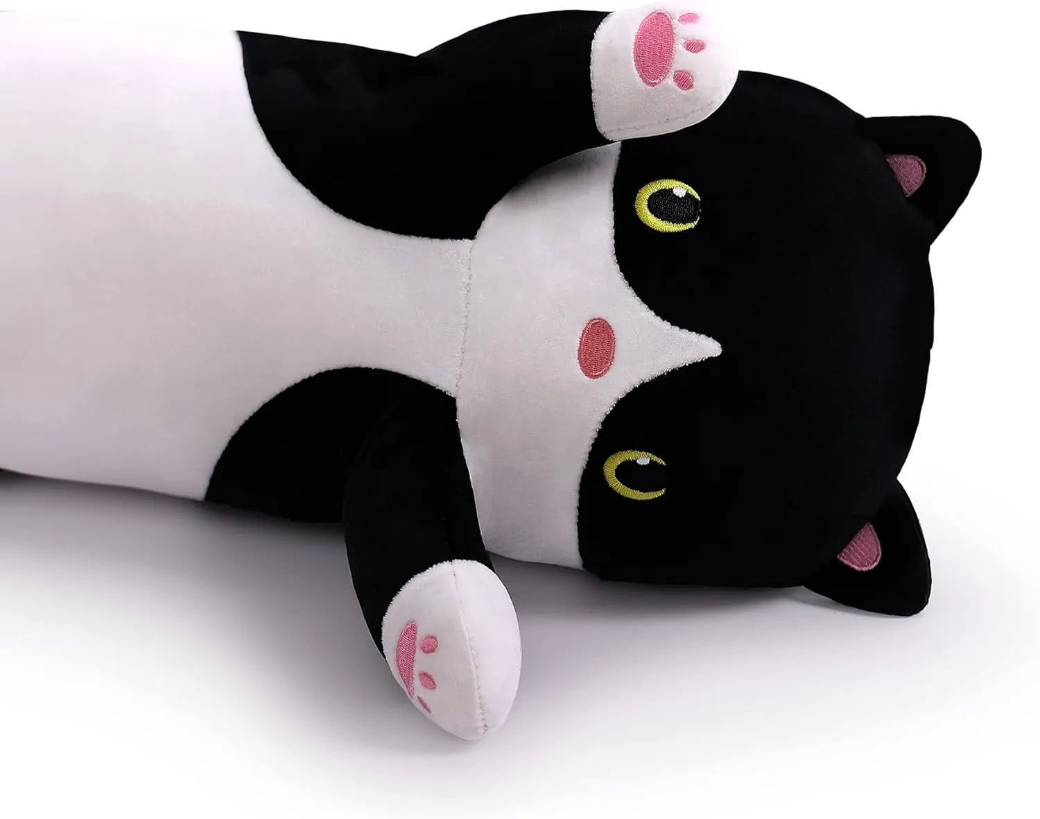 Long Plush Cat Toy Pillow Stuffed Animal Cat Kids Plush Toy Pillow for Kids and Girls Toy Doll(Black&White,70cm/27.6in)