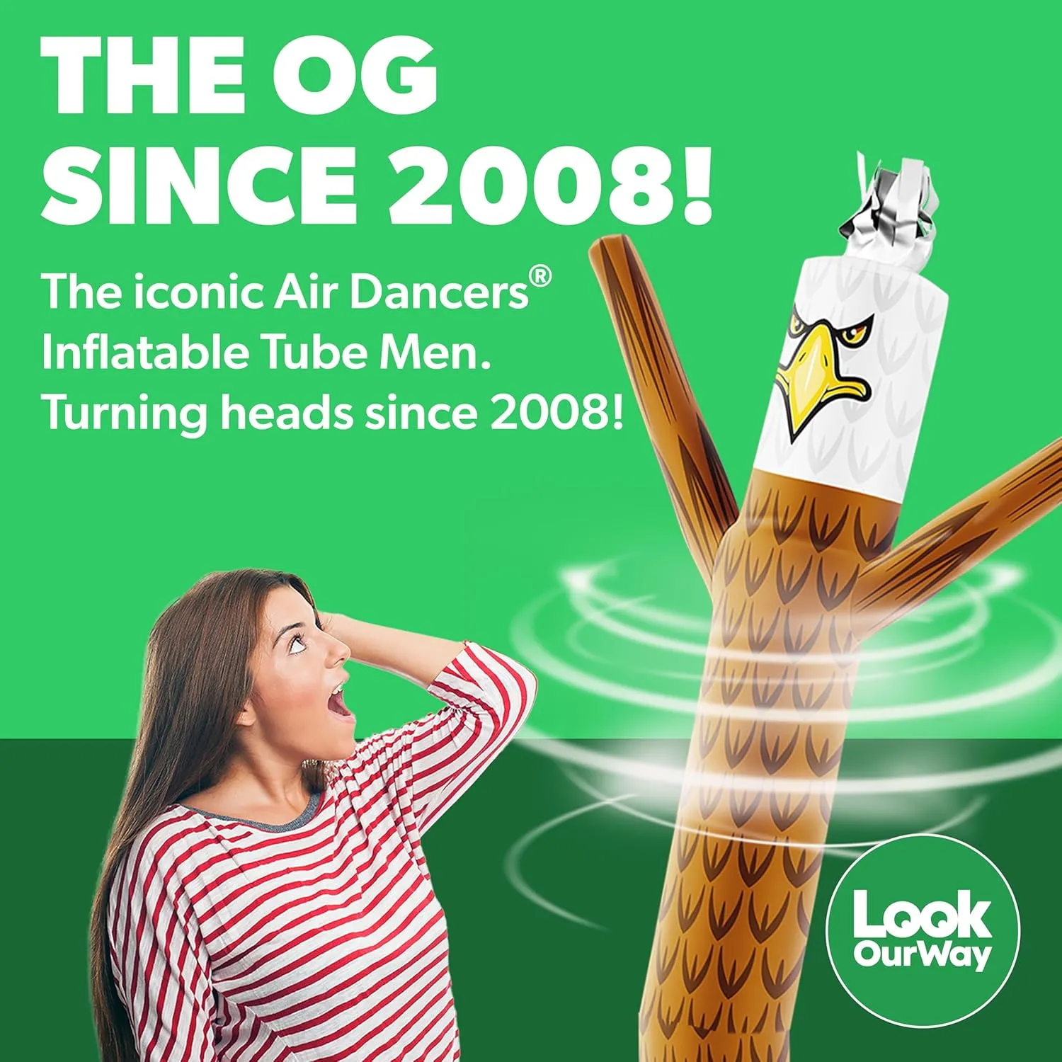 LookOurWay Air Dancers Wacky Waving Inflatable Tube Man - 7ft Tall Inflatable Dancing Man with Weather-Resitant Blower for Business Advertising - Mascot Character Animal Themed - Eagle