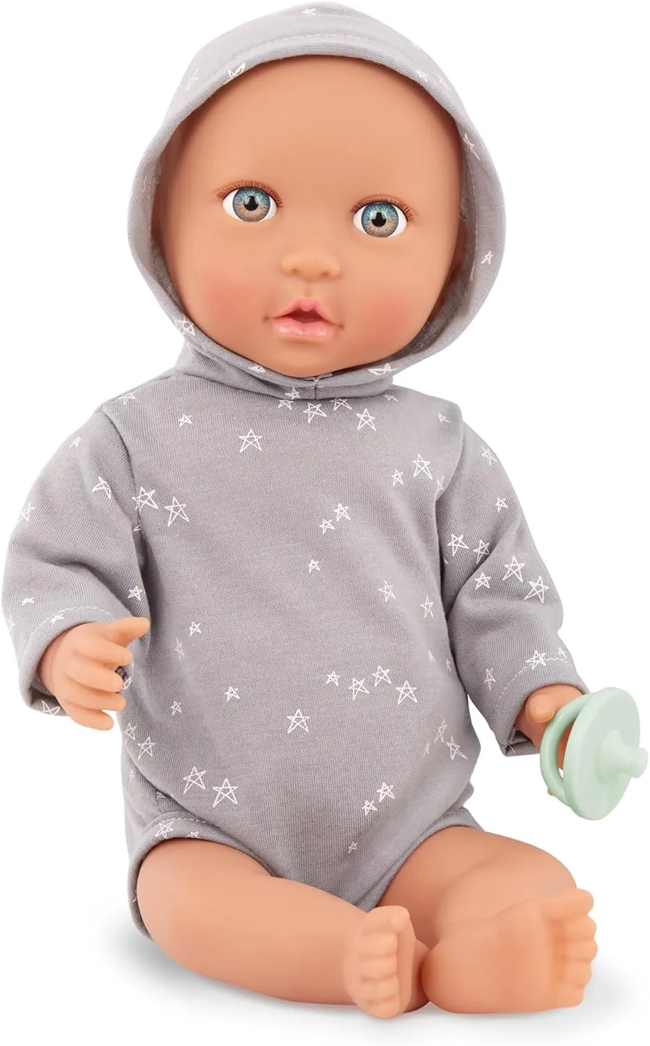 LullaBaby 14-inch Realistic Baby Doll Boy Blue Eyes & Soft Body Doll Clothing Sleeper & Pacifier Accessory Baby Boy Doll – Stars Jumper Pretend Play Toys Kids Ages 2 Years Old & Up