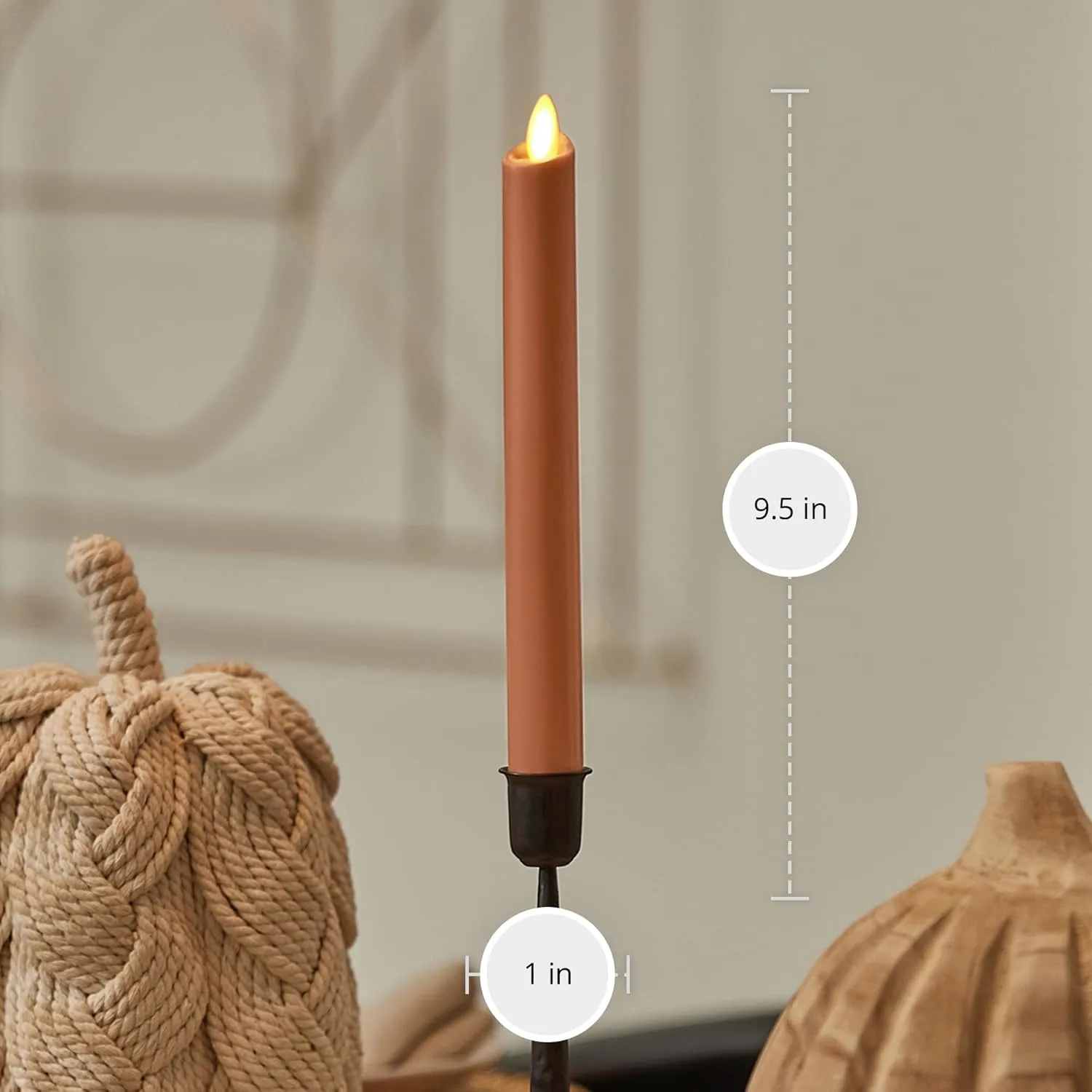Luminara - Flameless Battery Operated Taper Candle - Adobe Smooth - Pack of 1-1x9.5 - LED Flickering Flame - Realistic Safe for Home Kids and Pets