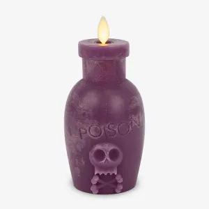 Luminara Poison Bottle Flameless LED Candle Imperial Purple Wax, Battery Operated, Moving Flame Halloween Decor with Timer, Spooky Home Decoration