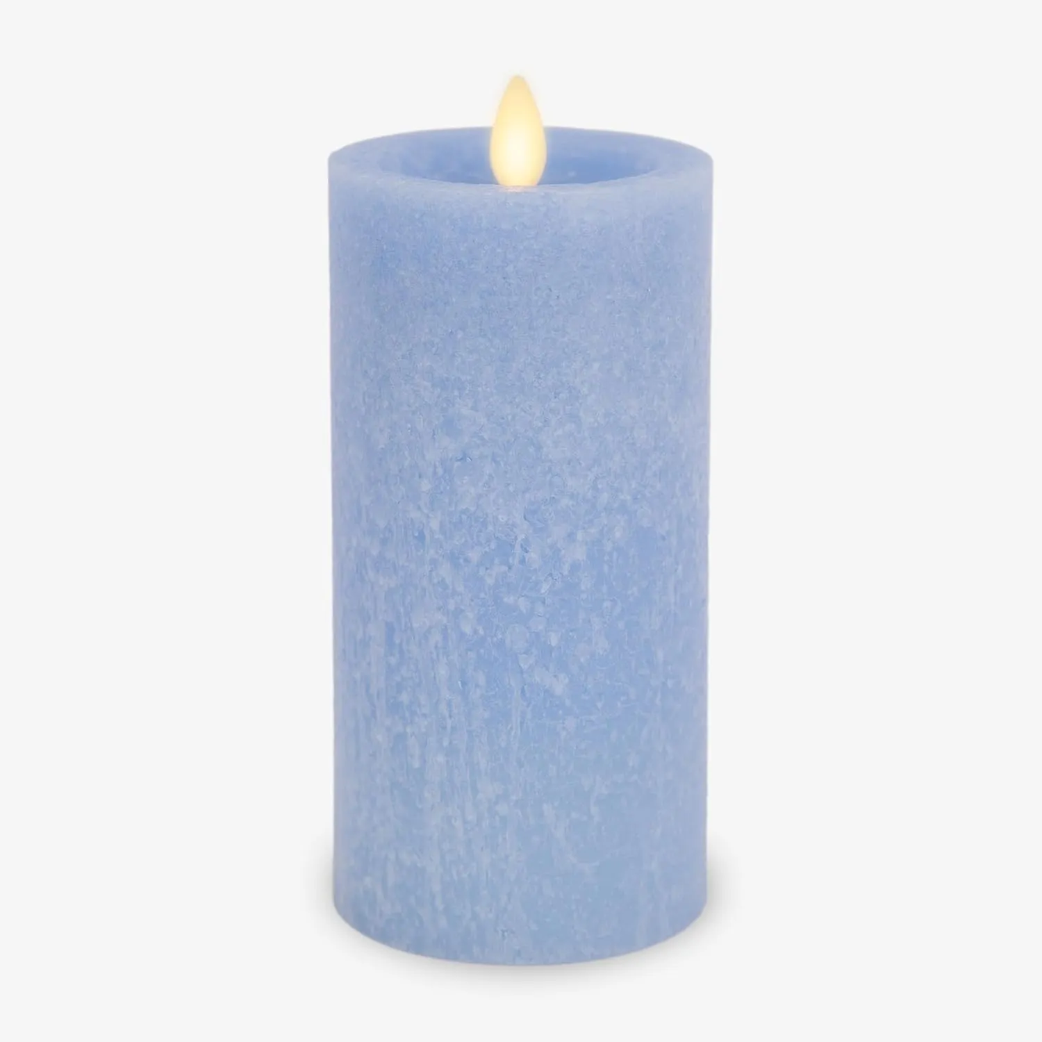 Luminara Sea Glass Flameless Candle, Cornflower 3" x 6.5", Moving LED Flame Pillar with Timer, Battery Operated, Real Wax, Unscented Home Décor