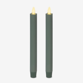 Luminara - Flameless Battery Operated Taper Candle - Iceberg Green - Pack of 2-1x9.75 - LED Flickering Flame - Realistic Safe for Home Kids and Pets