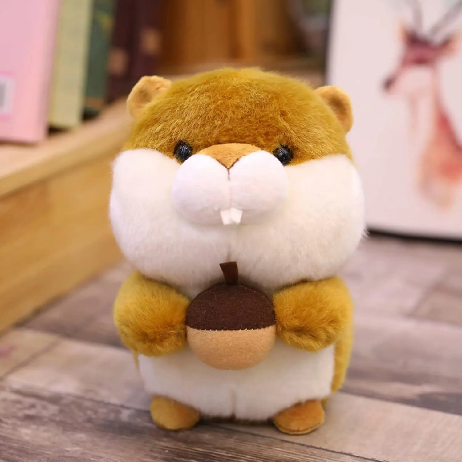 LUOZZY Squirrel Plush Toy Brown Squirrel Stuffed Animal Doll with Hazelnut Soft Adorable Toy Gift Decorative