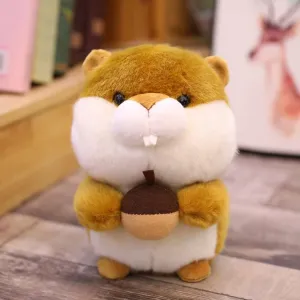 LUOZZY Squirrel Plush Toy Brown Squirrel Stuffed Animal Doll with Hazelnut Soft Adorable Toy Gift Decorative