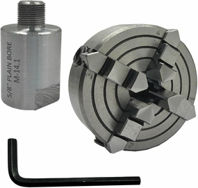 MachEl Lathe Spindle Adapter - Convert Shopsmith Mark V 5/8" Spindle to M14 x 1 Thread for 70 mm 4-Jaw Independent Chuck