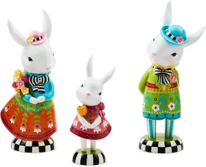 MACKENZIE-CHILDS Bunny Figure, Spring and Easter Rabbit Decor, Set of 3 Calico Bunny Figures