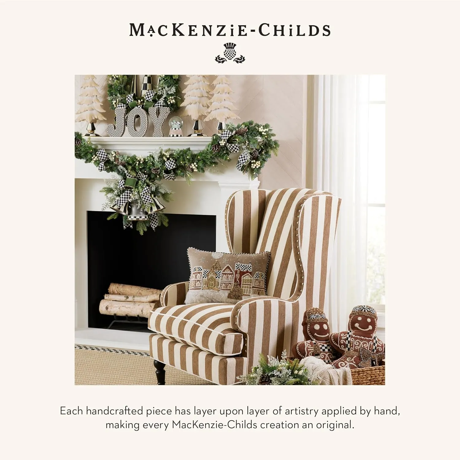 MACKENZIE-CHILDS Christmas Snow Globe and Music Box, Unique Musical Snow Globe Christmas Decoration, Farmhouse Holiday