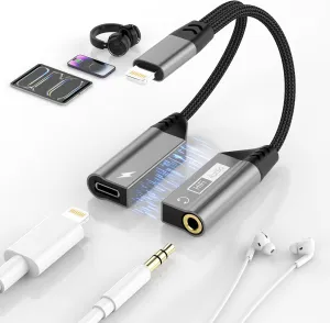 Magnetic Lightning to 3.5mm Audio Jack & Charging Adapter 2-in-1 iphone Charger and Headphone Dongle for iPhone 14/13/12/11/X/8,iphone Headphone Converter Splitter Fast Charge & Lossless Audio Sync