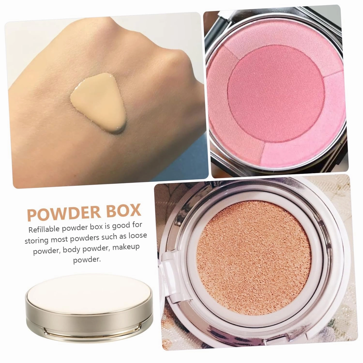Makeup Powder Puff Box Set Empty Cushion Foundation Case Refillable Powder Containers Travel Size 2 Pack
