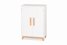 Marit Wooden Doll Cabinet with 1 Shelf, 1 Clothes Rail and 3 Hangers and Doll Toys, FSC Certified (FSC-C120795), White