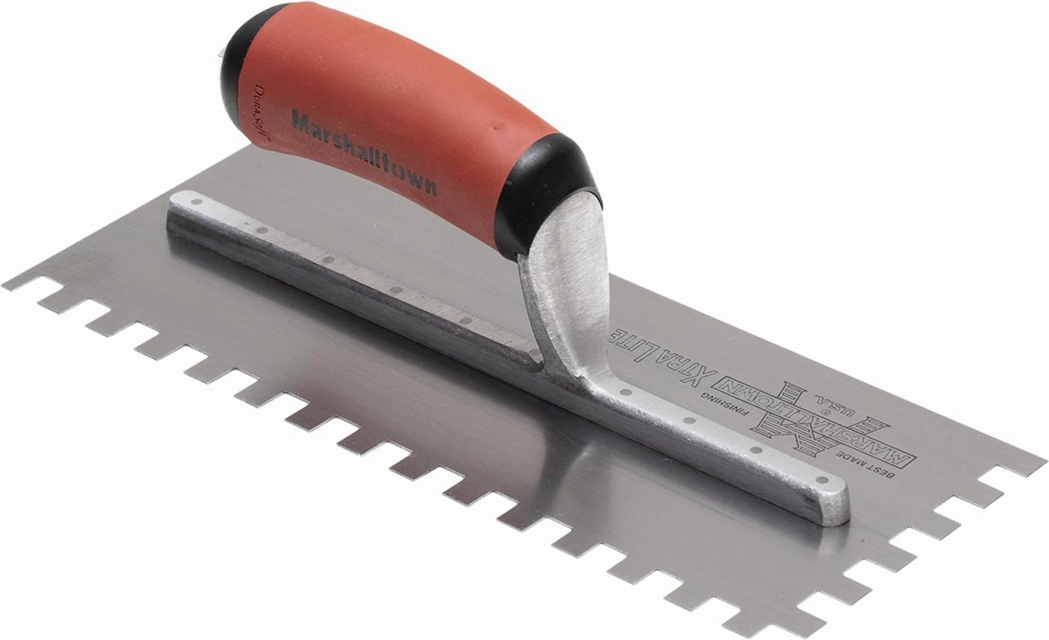 MARSHALLTOWN Standard Notched Trowel, Square Notch, 10x10x10 mm Notch Size, DuraSoft Right-Handed Handle, Flooring and Tiling, Tile Tool, Made in the USA, 5779SD