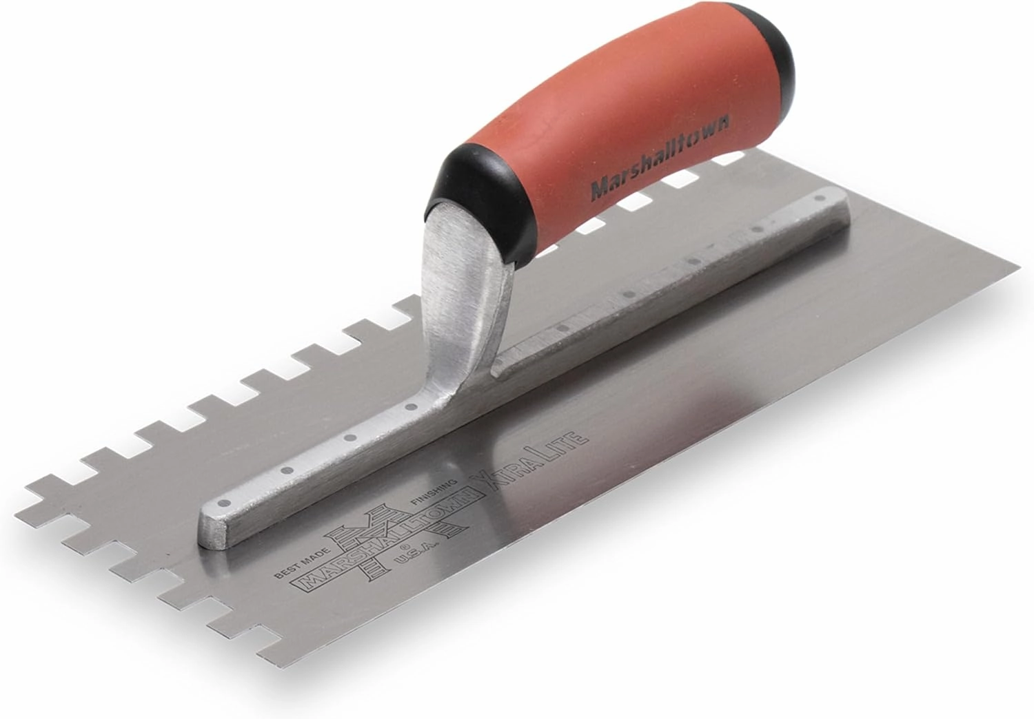 MARSHALLTOWN Standard Notched Trowel, Square Notch, 10x10x10 mm Notch Size, DuraSoft Right-Handed Handle, Flooring and Tiling, Tile Tool, Made in the USA, 5779SD
