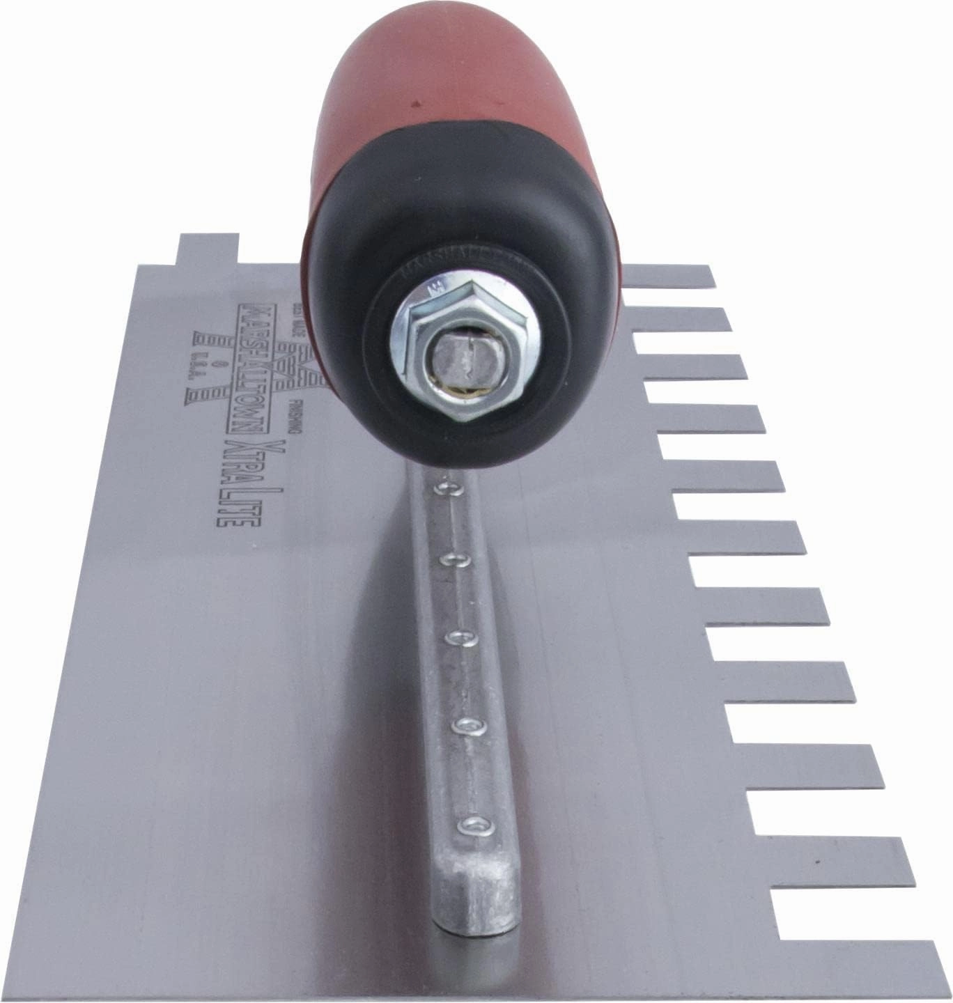 MARSHALLTOWN Standard Notched Trowel, U-Shaped Notch, 6x13x6 mm Notch Size, DuraSoft Right-Handed Handle, Flooring and Tiling, Tile Tool, Made in the USA, 717SD