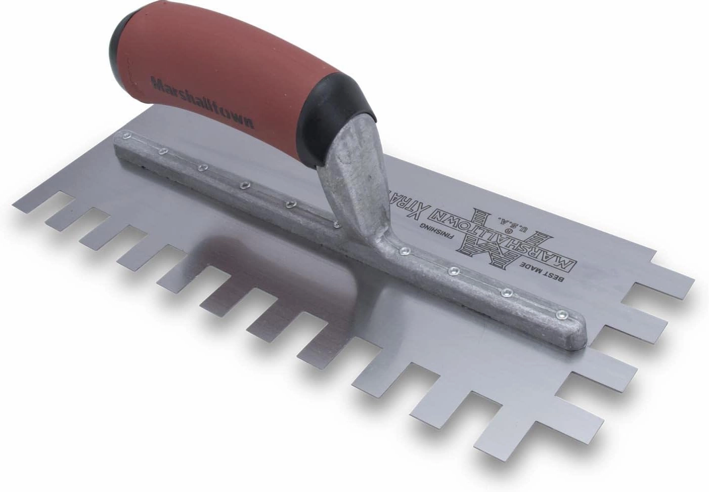 MARSHALLTOWN Standard Notched Trowel, U-Shaped Notch, 6x13x6 mm Notch Size, DuraSoft Right-Handed Handle, Flooring and Tiling, Tile Tool, Made in the USA, 717SD