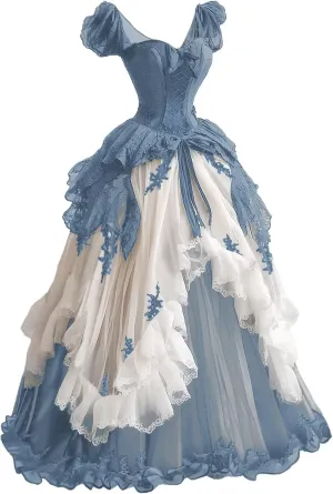 Mauuwy Gothic Victorian Wedding Dresses for Bride Sweetheart Corset Ruched Skirt Fairy Bridal Gown for Quinceanera