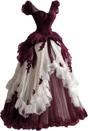 Mauuwy Gothic Victorian Wedding Dresses for Bride Sweetheart Corset Ruched Skirt Fairy Bridal Gown for Quinceanera