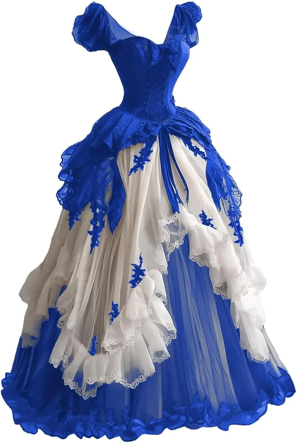 Mauuwy Gothic Victorian Wedding Dresses for Bride Sweetheart Corset Ruched Skirt Fairy Bridal Gown for Quinceanera