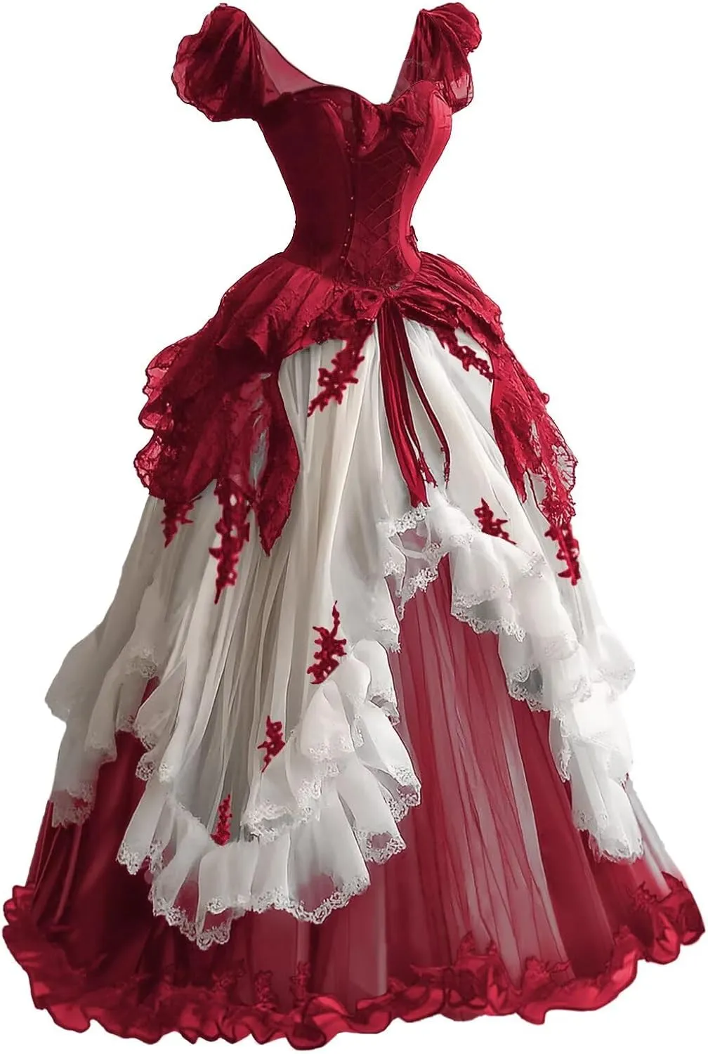 Mauuwy Gothic Victorian Wedding Dresses for Bride Sweetheart Corset Ruched Skirt Fairy Bridal Gown for Quinceanera
