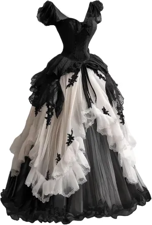 Mauuwy Gothic Victorian Wedding Dresses for Bride Sweetheart Corset Ruched Skirt Fairy Bridal Gown for Quinceanera