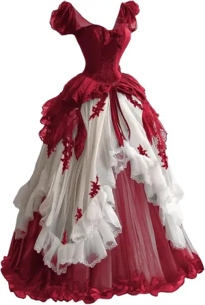 Mauuwy Gothic Victorian Wedding Dresses for Bride Sweetheart Corset Ruched Skirt Fairy Bridal Gown for Quinceanera