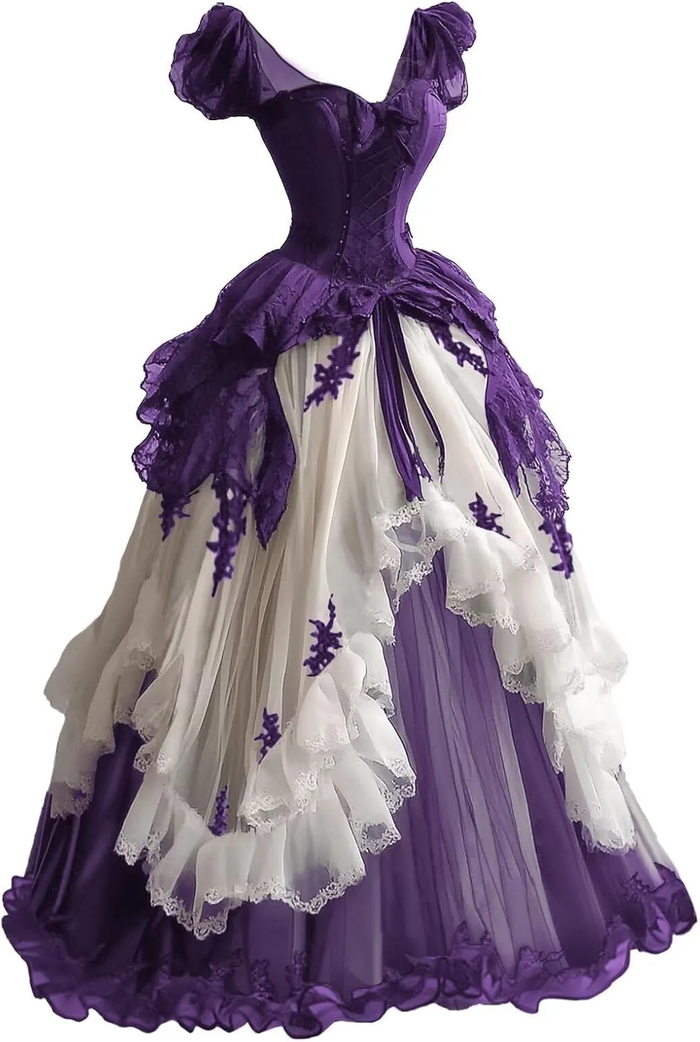 Mauuwy Gothic Victorian Wedding Dresses for Bride Sweetheart Corset Ruched Skirt Fairy Bridal Gown for Quinceanera