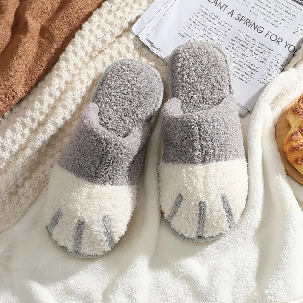 MAXTOP Women's Cat Paw Cozy Slippers Warm Gifts for Women Men with Memory Foam Trendy Cute Fuzzy Winter House Shoes Indoor Outdoor