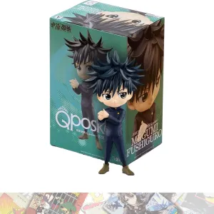 Megumi Fushiguro [Ver. A]: 14cm Q Posket Mini Statue Figurine Bundled with 1 A.C.G. Compatible Theme Trading Card (18184)