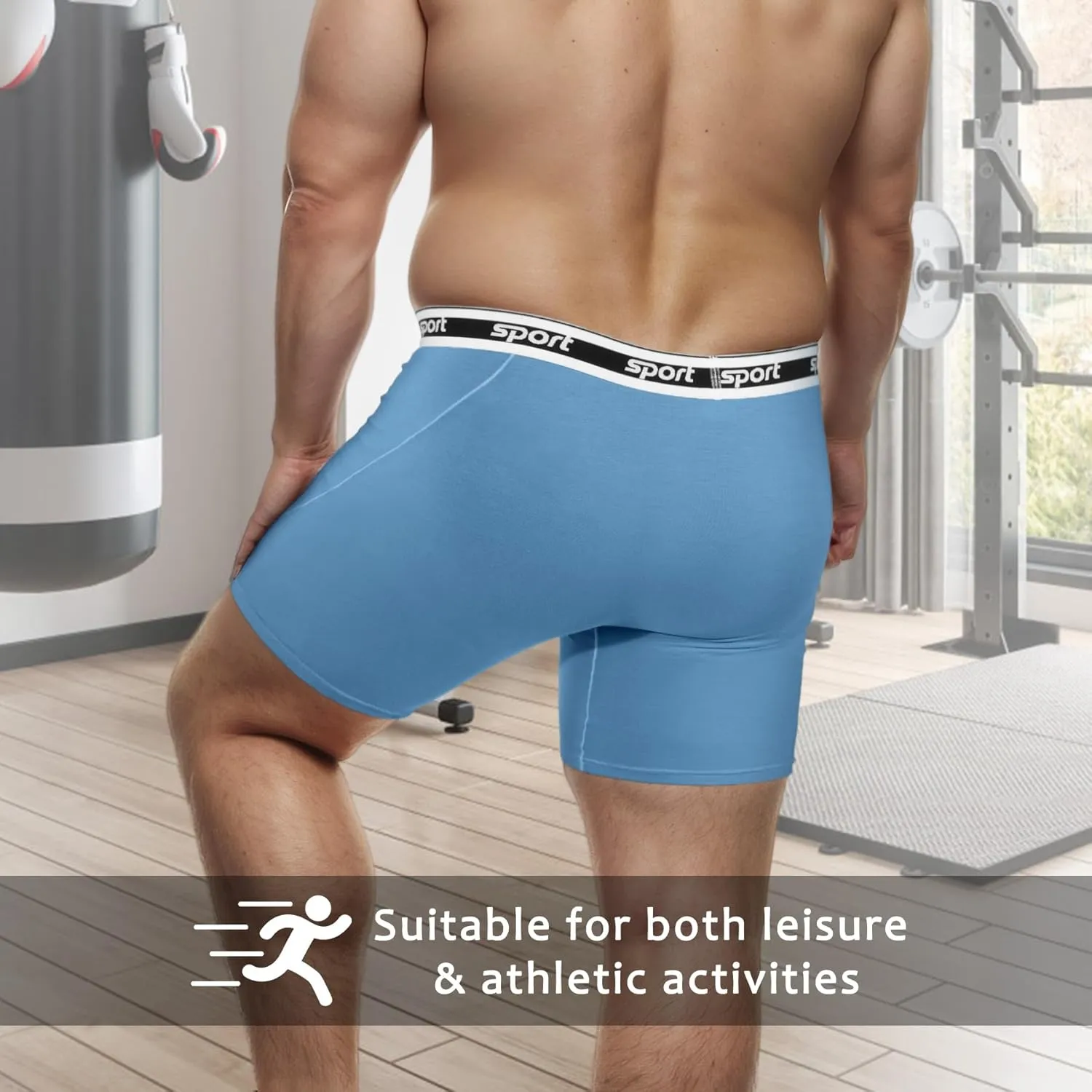 Men Big and Tall Underwear Boxer Briefs - Breathable Moisture Wicking Long Leg Underwear 2XL 3XL 4XL 5XL 6XL
