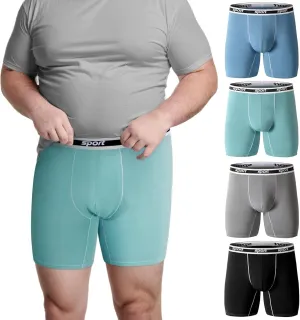 Men Big and Tall Underwear Boxer Briefs - Breathable Moisture Wicking Long Leg Underwear 2XL 3XL 4XL 5XL 6XL