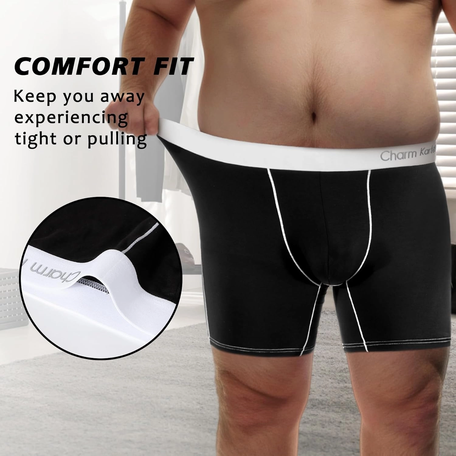 Men Big and Tall Underwear Boxer Briefs - Breathable Moisture Wicking Long Leg Underwear 2XL 3XL 4XL 5XL 6XL