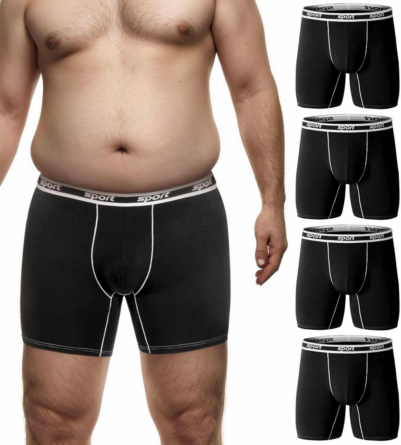 Men Big and Tall Underwear Boxer Briefs - Breathable Moisture Wicking Long Leg Underwear 2XL 3XL 4XL 5XL 6XL