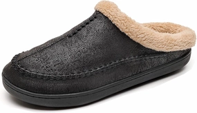 Men's Cozy Memory Foam Slippers With Arch Support Fuzzy Wool-like Lining Slip-on Warm Indoor Outdoor House Shoes