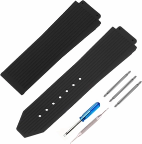 Men's Rubber Strap Compatible for 19mm*25mm*22mm Hublot Big Bang Ladies outdoor work waterproof silicone watch band wrist strap buckle, Navy Blue Diamond pattern