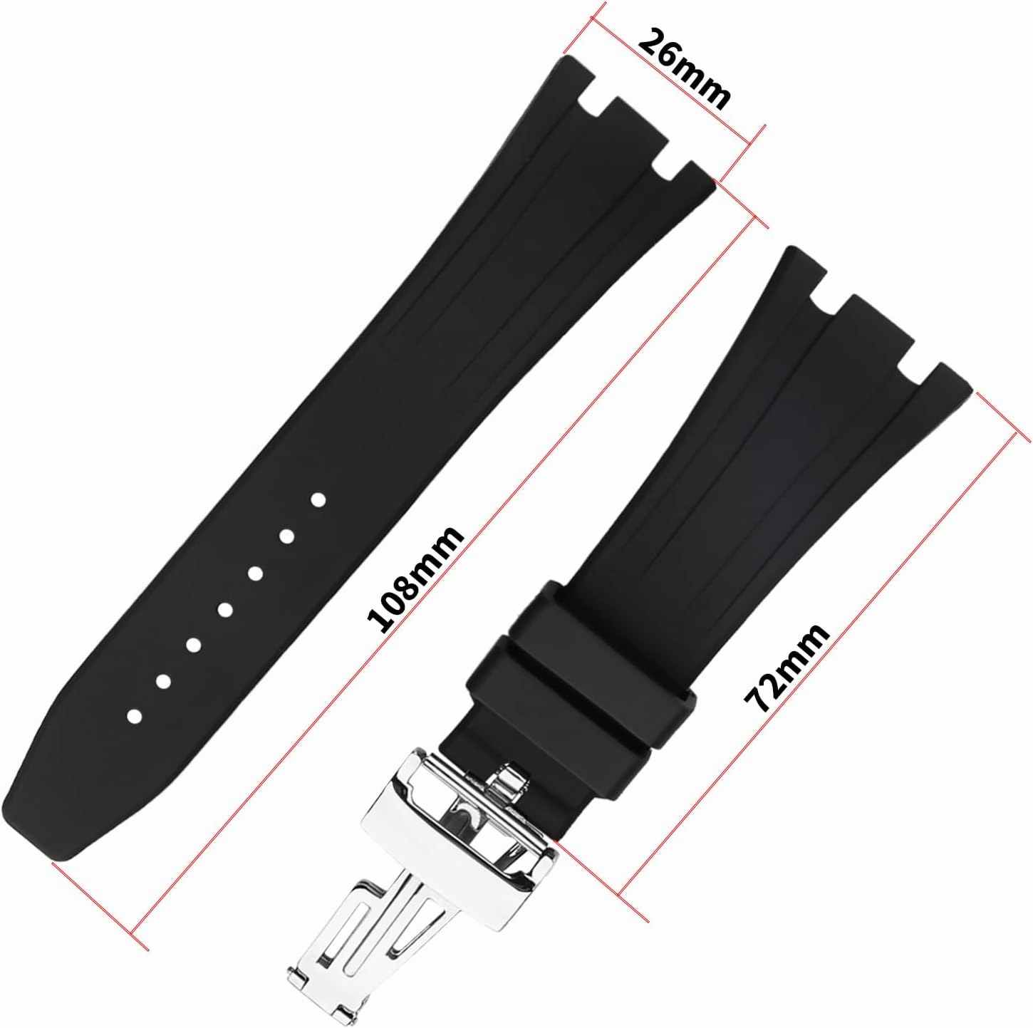 Men's Rubber Strap Compatible for 26mm Audemars Piguet Royal Oak Offshore AP 15703 15710 15400 26470 26400 Ladies outdoor work waterproof silicone watch band wrist strap buckle