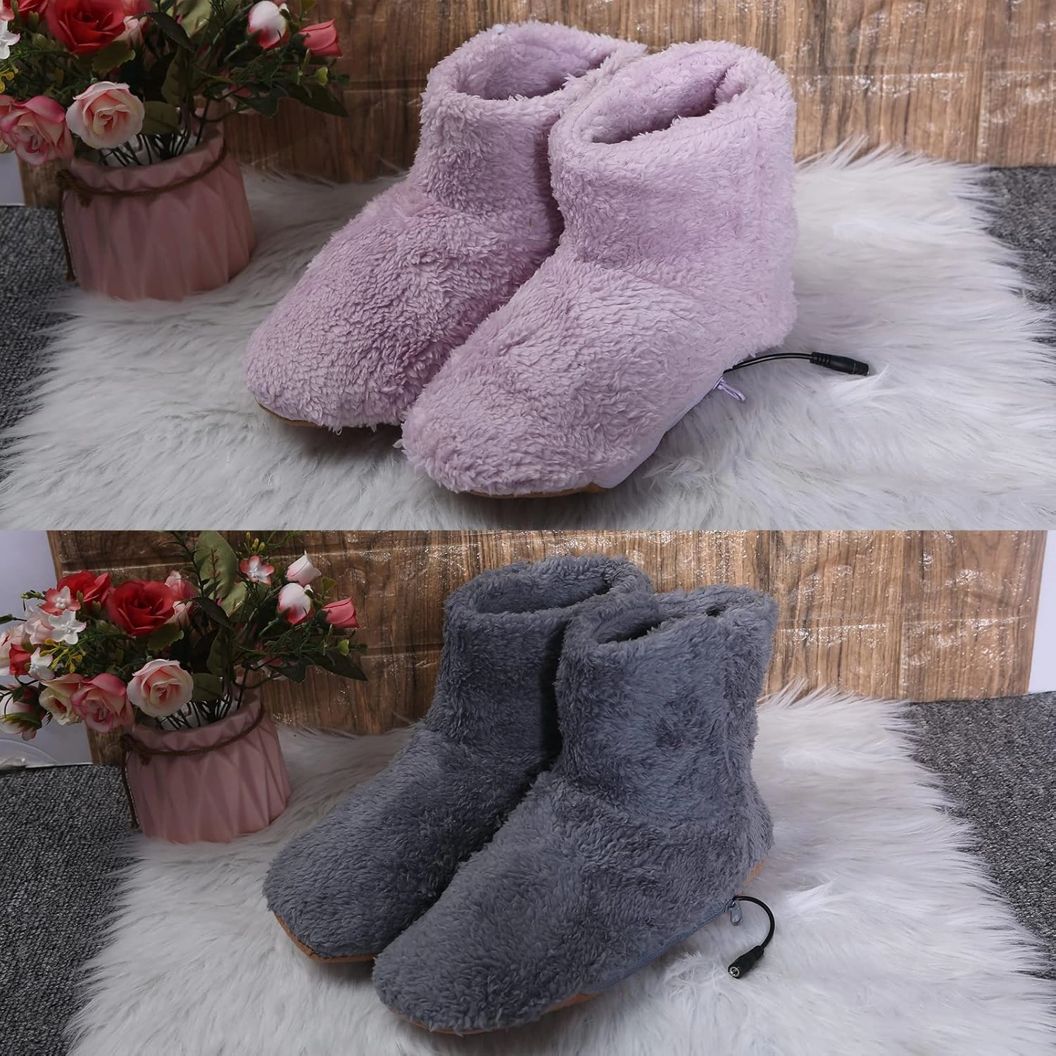 Men's Women's USB Electric Heating Foot Warm Shoes Plush Hides and Washable Winter Warm Accessories