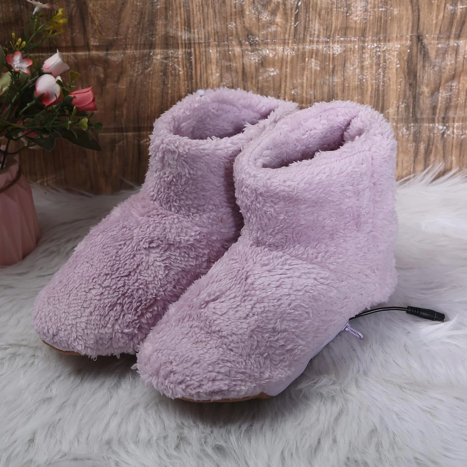 Men's Women's USB Electric Heating Foot Warm Shoes Plush Hides and Washable Winter Warm Accessories