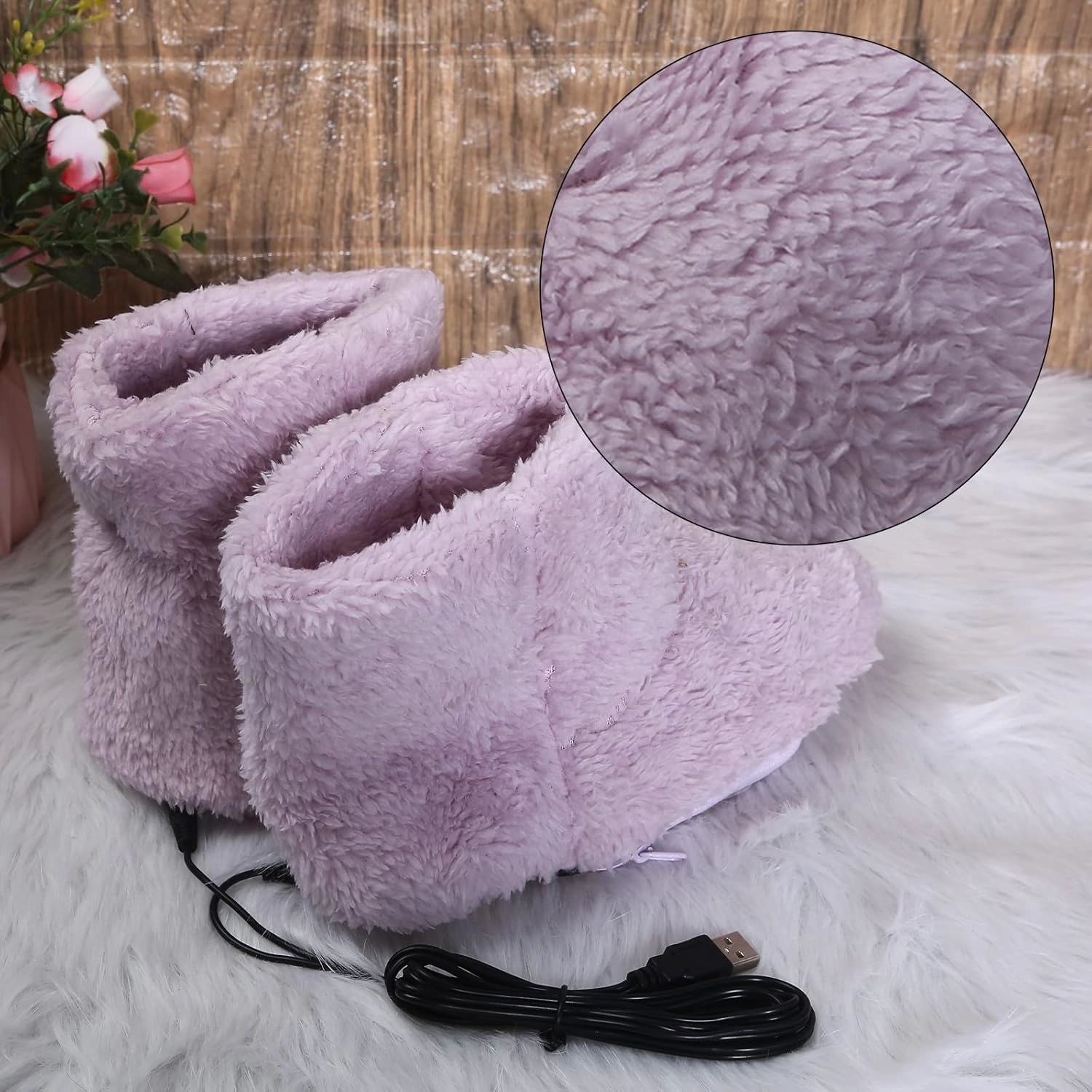 Men's Women's USB Electric Heating Foot Warm Shoes Plush Hides and Washable Winter Warm Accessories