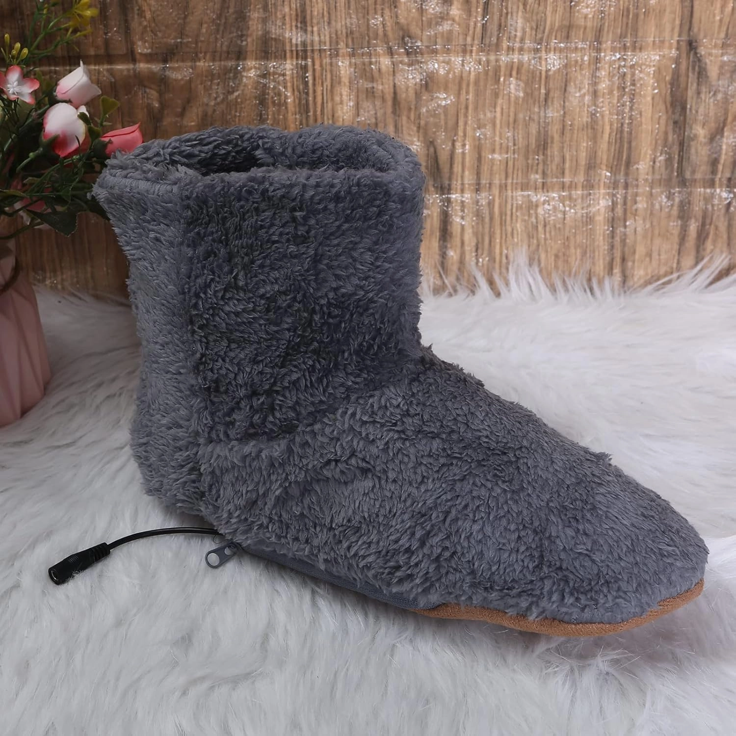 Men's Women's USB Electric Heating Foot Warm Shoes Plush Hides and Washable Winter Warm Accessories