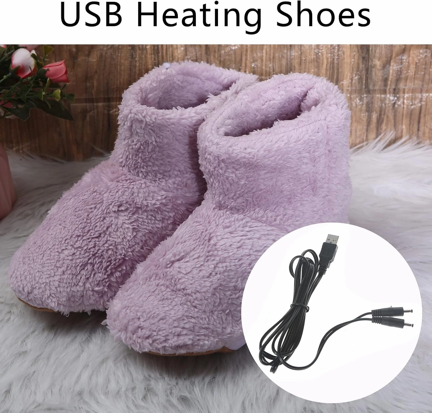 Men's Women's USB Electric Heating Foot Warm Shoes Plush Hides and Washable Winter Warm Accessories