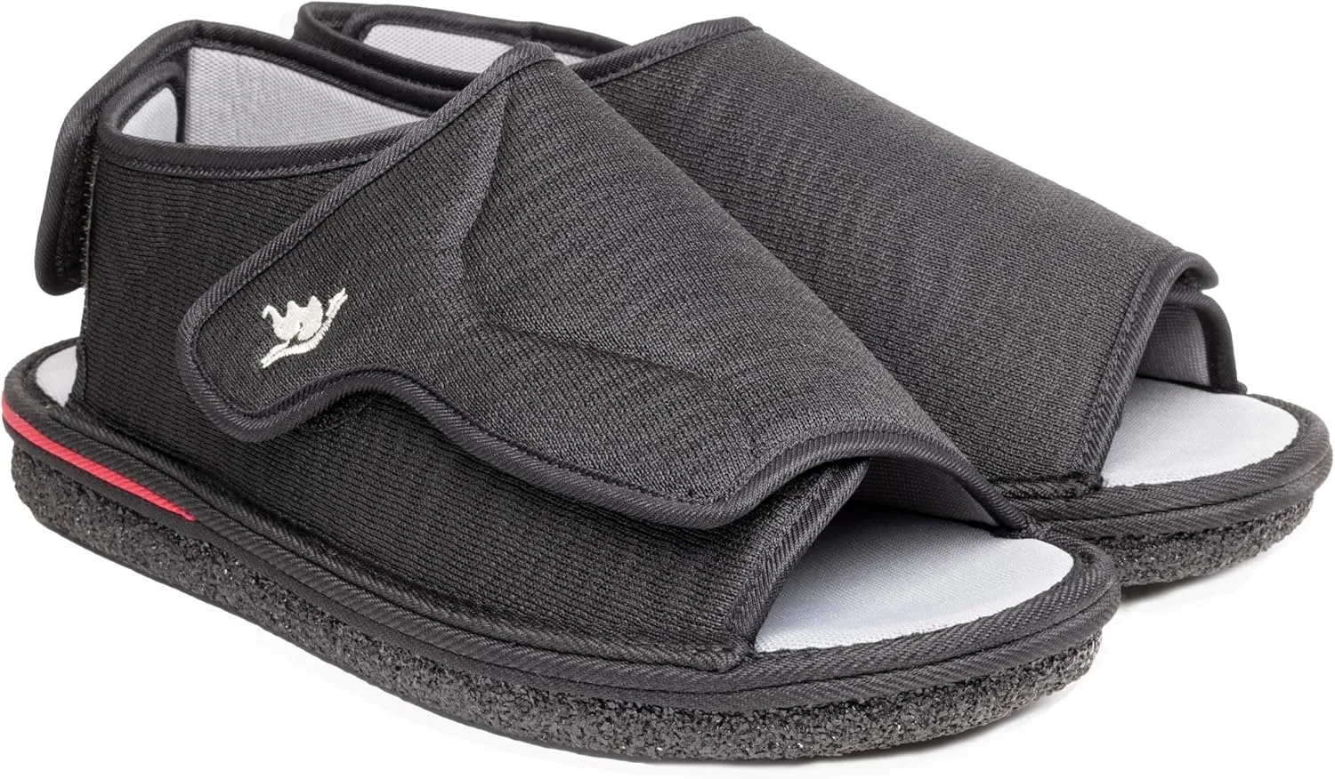 Men's Open Toe Foam Wide Diabetic Slippers Hook & Loop Closure Non-Slip Rubber Sole Flexible Orthotic Slippers Indoor/Outdoor Adjustable Soft Breathable