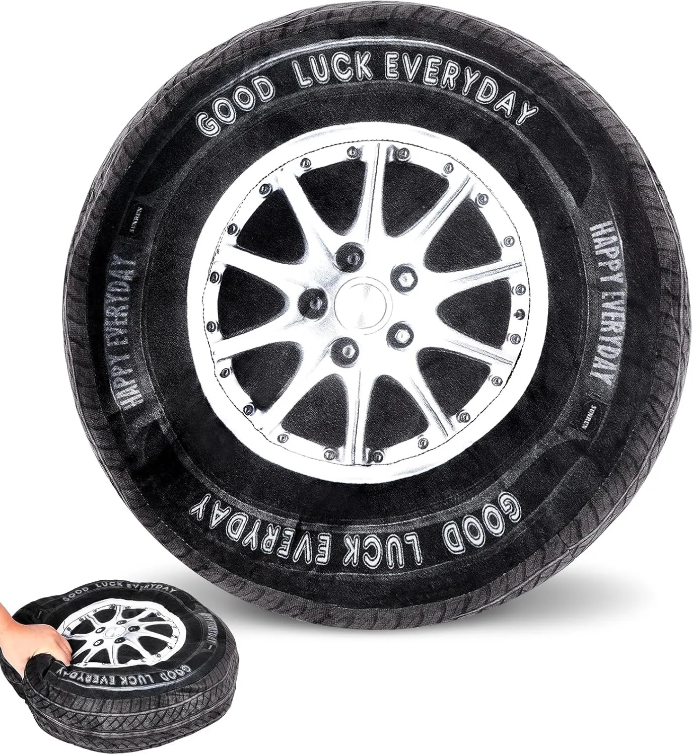 Meooeck 15.7 Inch 3D Simulation Wheel Plush Pillow Car Tire Pillow Big Soft Chunky Tire Sofa Toy Flexible Seating for Boys Classroom Elementary Funny Race Bedroom Birthday Party Decor Gift(Classical)